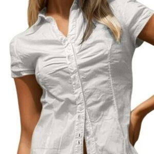 Fred David Stretch White Button Down Shirt XL